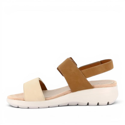 Sandalo Donna con zeppa Grunland Fasce Regolabili e fibbia Beige - Cuoio