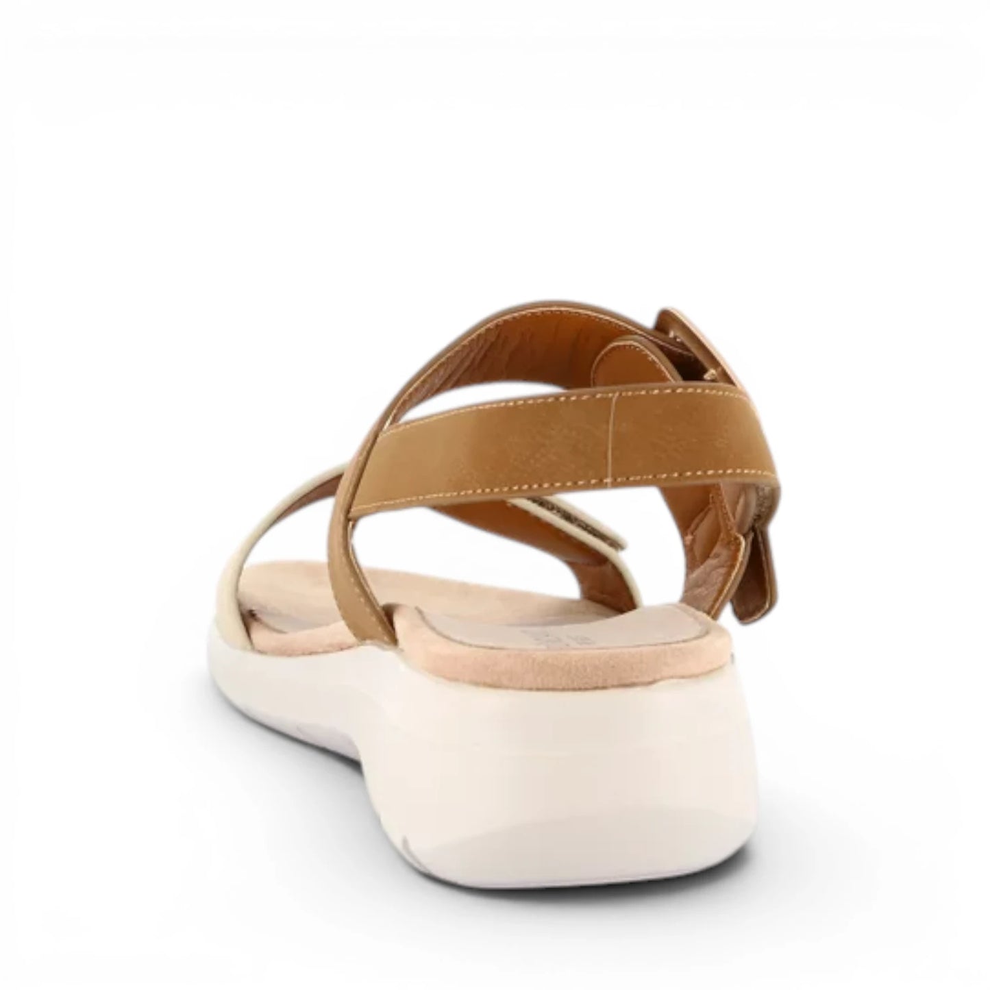 Sandalo Donna con zeppa Grunland Fasce Regolabili e fibbia Beige - Cuoio