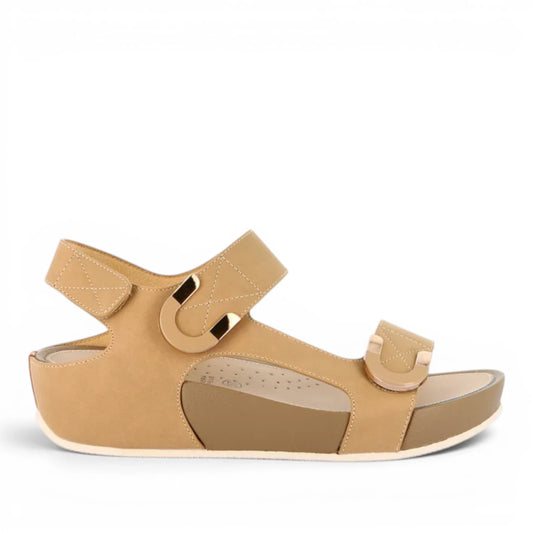 Sandalo Donna con zeppa Grunland doppia fascia Cuoio
