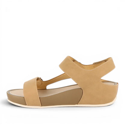 Sandalo Donna con zeppa Grunland doppia fascia Cuoio