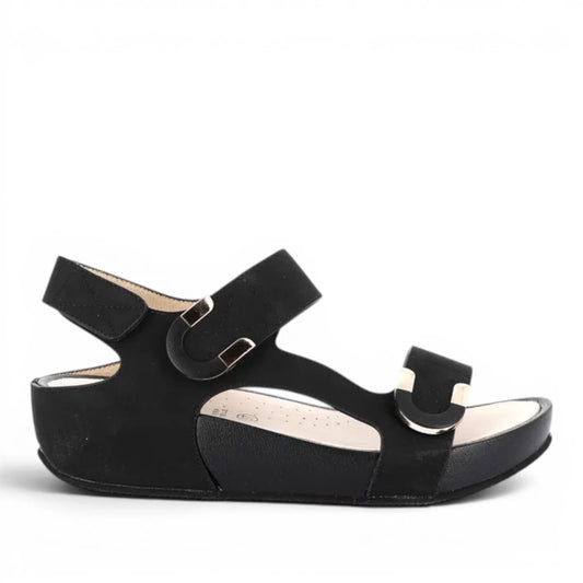 Sandalo Donna con zeppa Grunland doppia fascia Nero