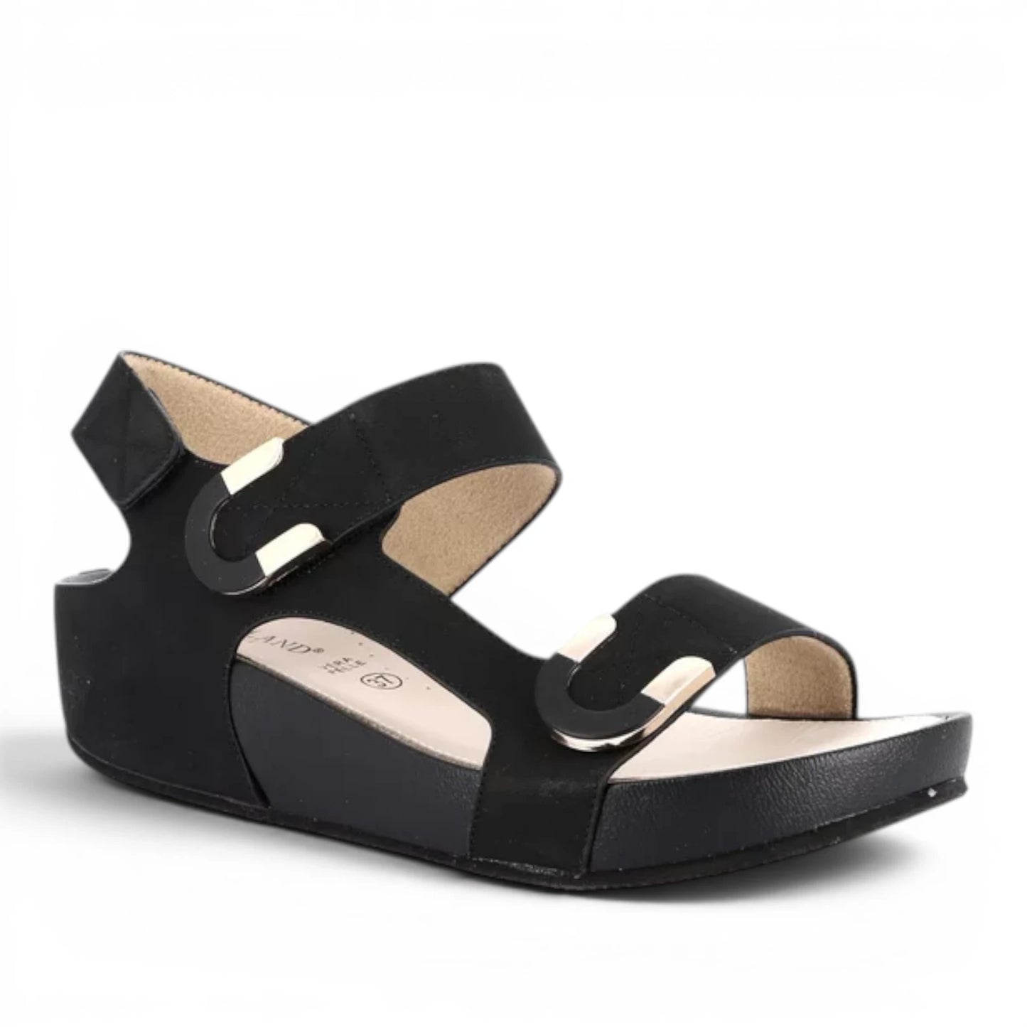 Sandalo Donna con zeppa Grunland doppia fascia Nero