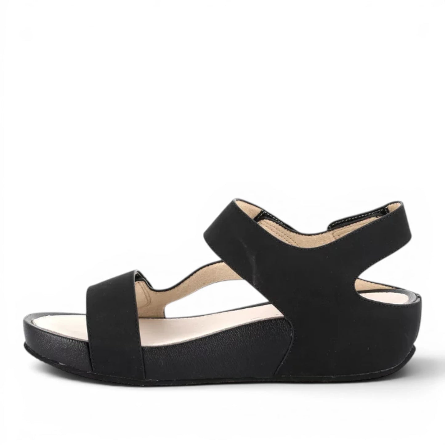 Sandalo Donna con zeppa Grunland doppia fascia Nero