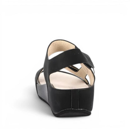 Sandalo Donna con zeppa Grunland doppia fascia Nero