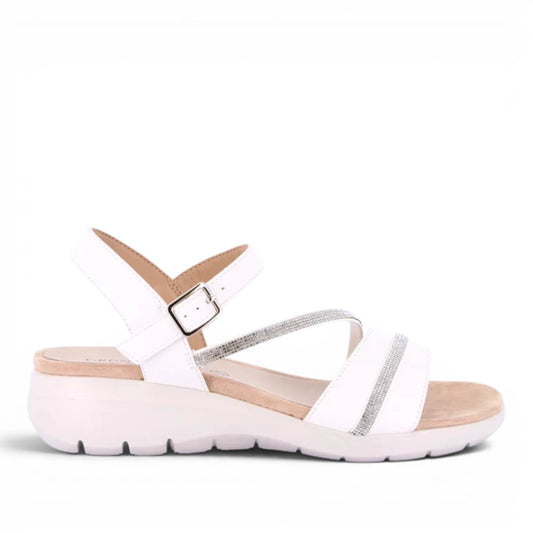 Sandalo Donna con zeppa Grunland Bianco con riporti Glitter