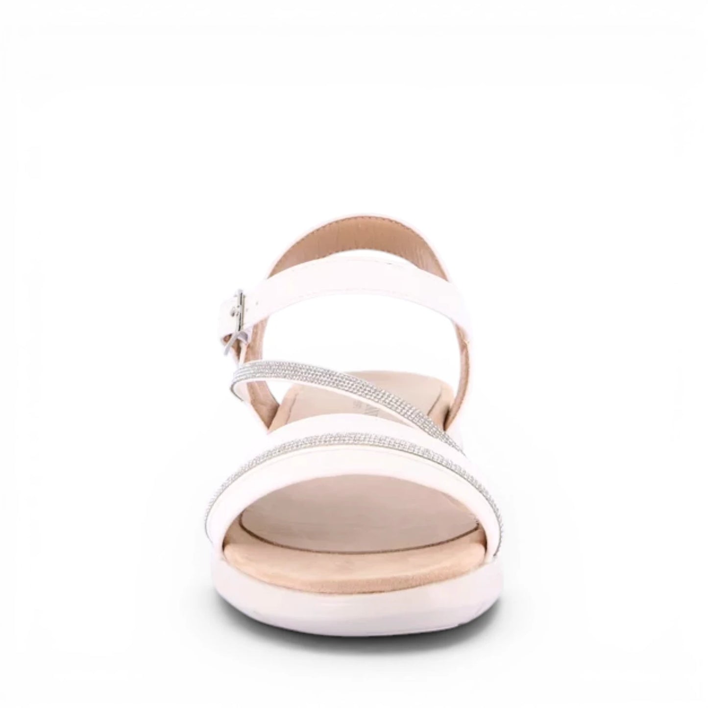 Sandalo Donna con zeppa Grunland Bianco con riporti Glitter