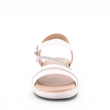 Sandalo Donna con zeppa Grunland Bianco con riporti Glitter
