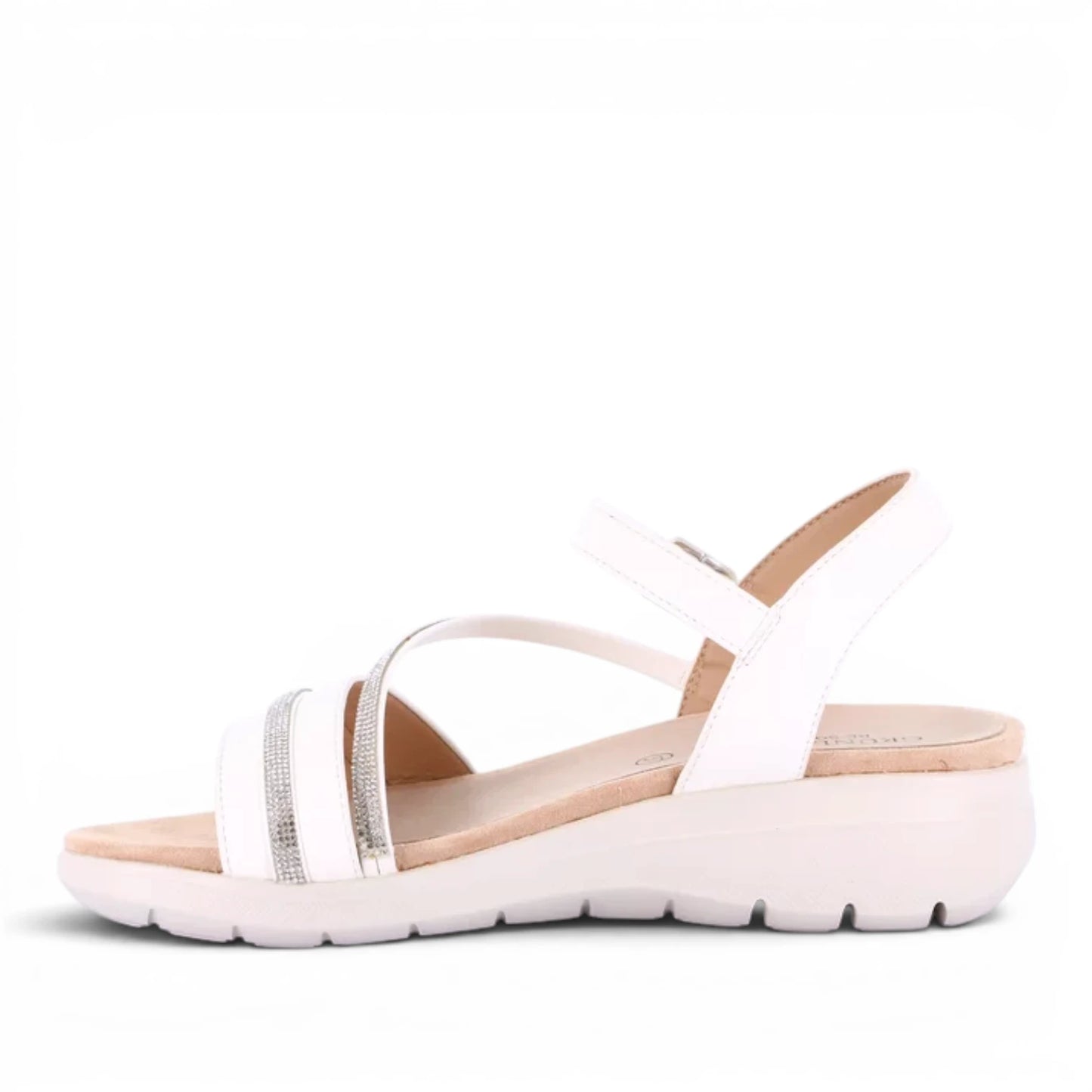 Sandalo Donna con zeppa Grunland Bianco con riporti Glitter