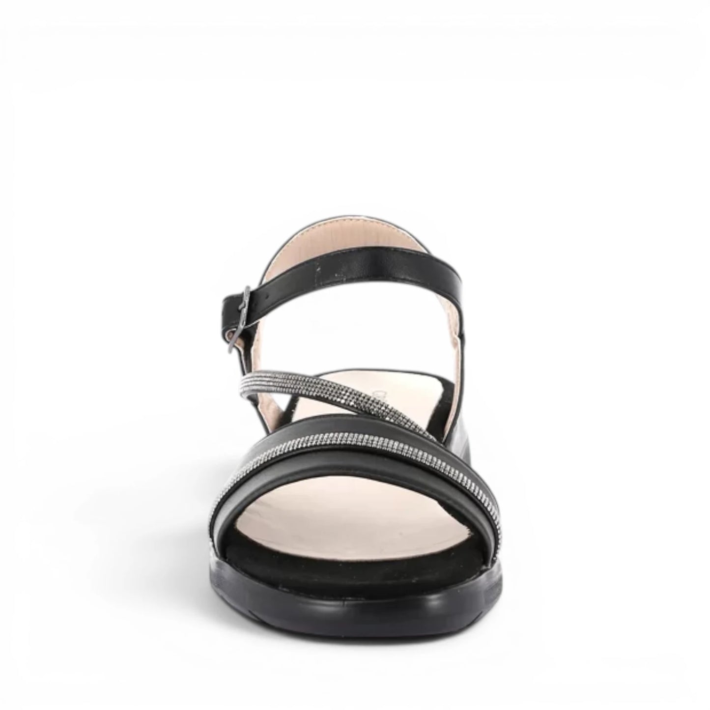 Sandalo Donna con zeppa Grunland Nero con riporti Glitter