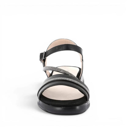 Sandalo Donna con zeppa Grunland Nero con riporti Glitter