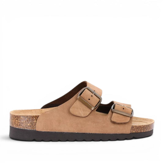 Sandalo Scalzato Donna Grunland doppia fascia in Pelle Taupe