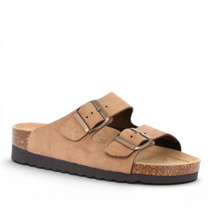 Sandalo Scalzato Donna Grunland doppia fascia in Pelle Taupe