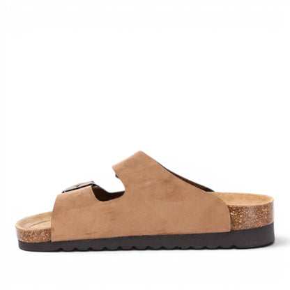 Sandalo Scalzato Donna Grunland doppia fascia in Pelle Taupe