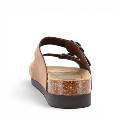 Sandalo Scalzato Donna Grunland doppia fascia in Pelle Taupe