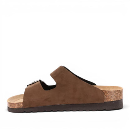 Sandalo Scalzato Donna Grunland doppia fascia in Pelle Moro