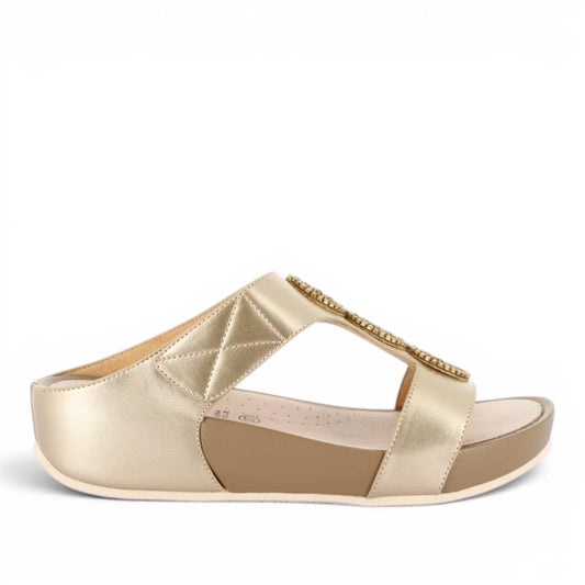 Sandalo Donna Scalzato con zeppa Grunland doppia fascia Gioiello Platino