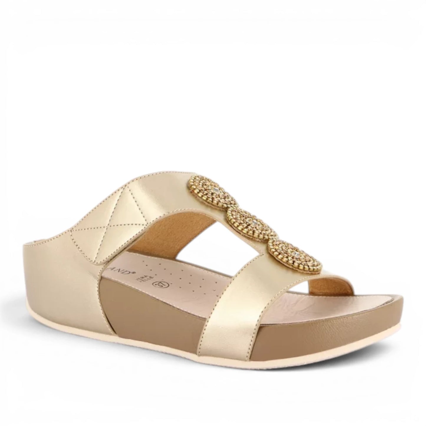 Sandalo Donna Scalzato con zeppa Grunland doppia fascia Gioiello Platino
