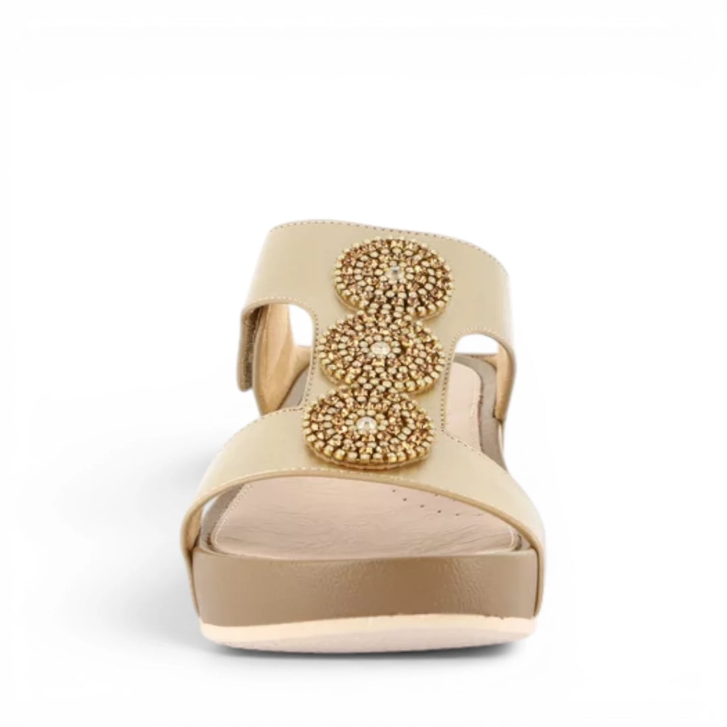 Sandalo Donna Scalzato con zeppa Grunland doppia fascia Gioiello Platino
