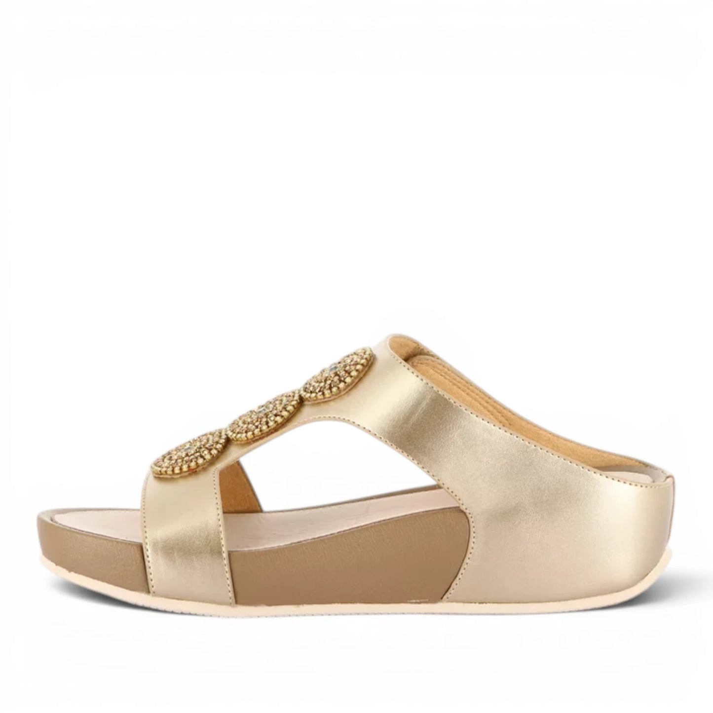 Sandalo Donna Scalzato con zeppa Grunland doppia fascia Gioiello Platino
