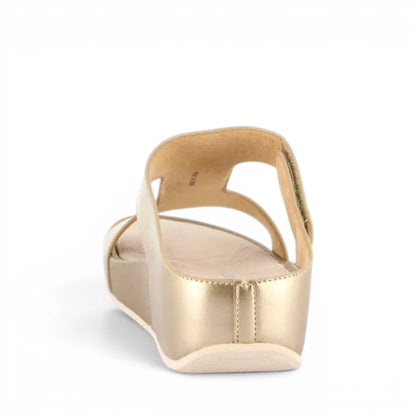 Sandalo Donna Scalzato con zeppa Grunland doppia fascia Gioiello Platino