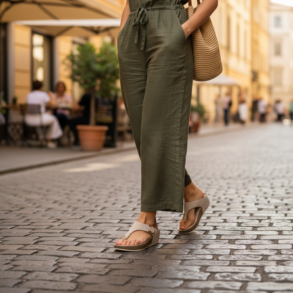 Sandalo Donna Scalzato con zeppa Grunland Infradito Beige