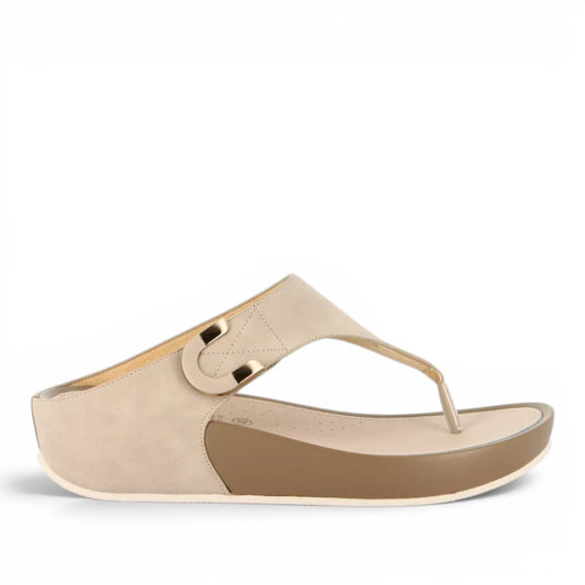 Sandalo Donna Scalzato con zeppa Grunland Infradito Beige