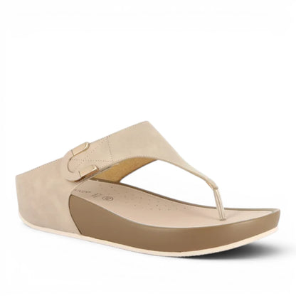 Sandalo Donna Scalzato con zeppa Grunland Infradito Beige