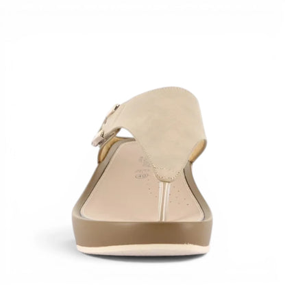 Sandalo Donna Scalzato con zeppa Grunland Infradito Beige