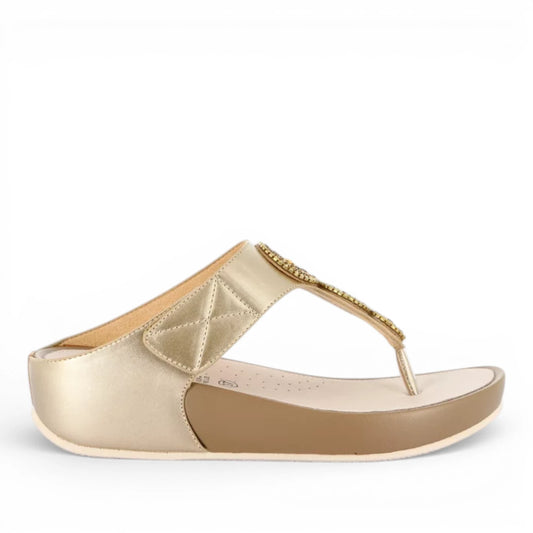 Sandalo Donna Scalzato con zeppa Grunland Infradito Gioiello Platino