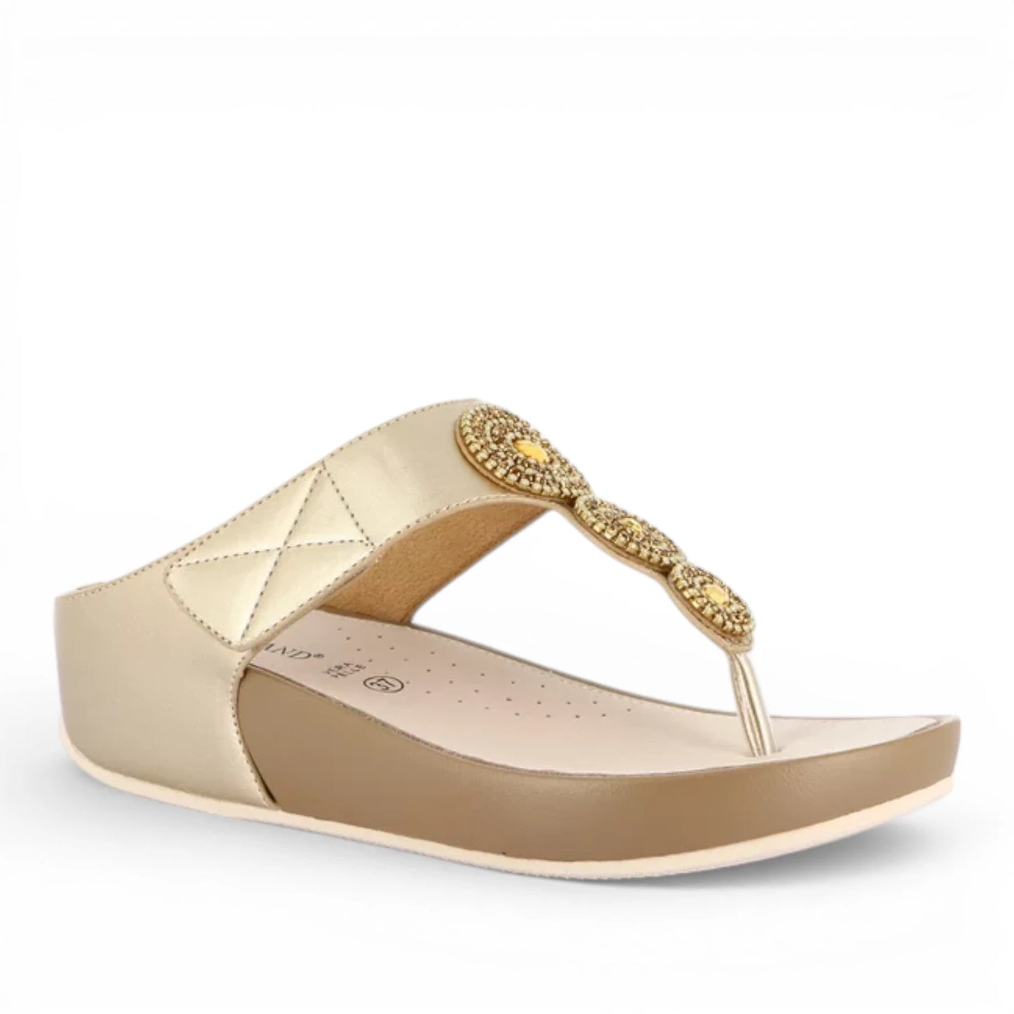 Sandalo Donna Scalzato con zeppa Grunland Infradito Gioiello Platino