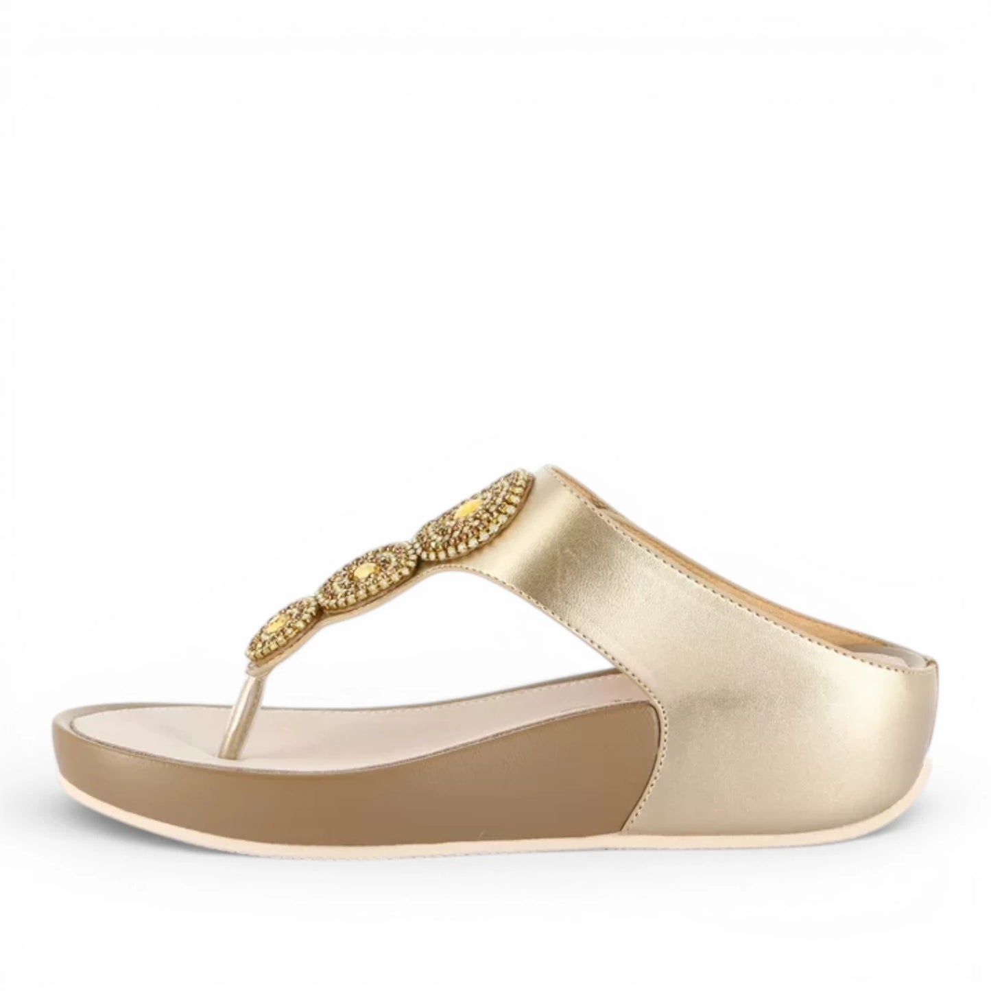 Sandalo Donna Scalzato con zeppa Grunland Infradito Gioiello Platino