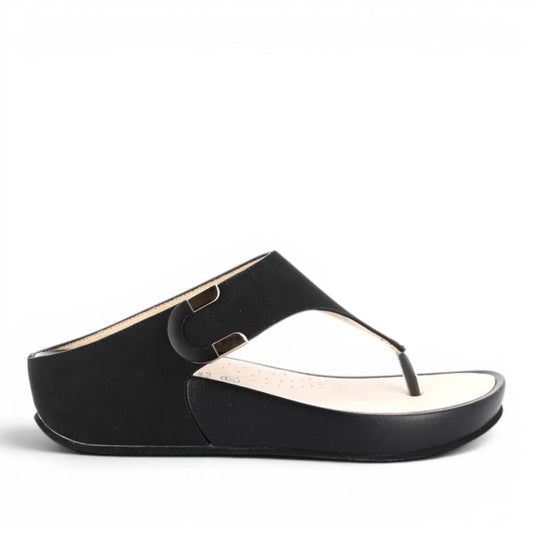 Sandalo Donna Scalzato con zeppa Grunland Infradito Nero