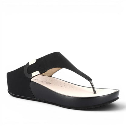 Sandalo Donna Scalzato con zeppa Grunland Infradito Nero