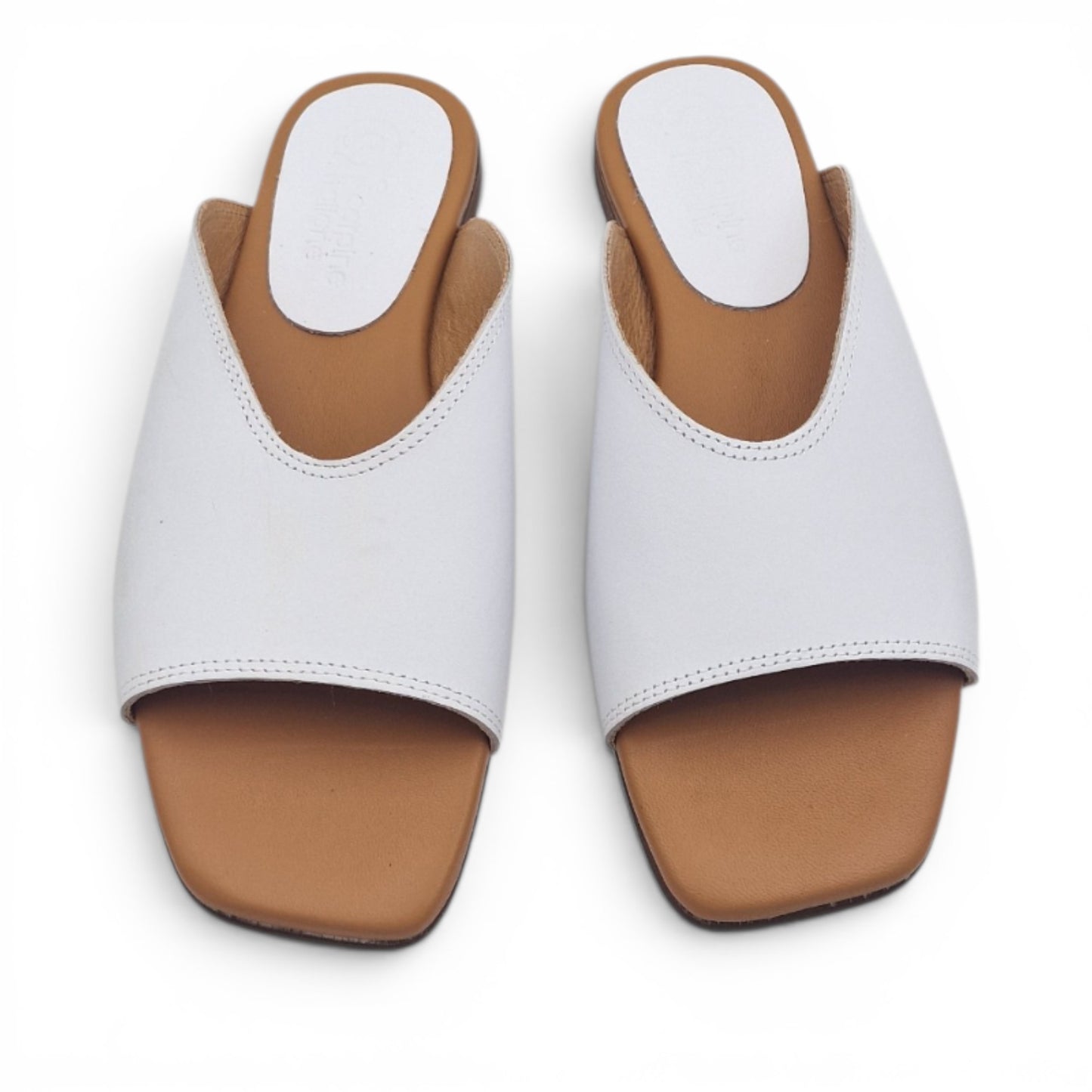Sandalo Donna Scalzato Scarpine Italiane Summer in Pelle Bianco con Sottopiede Imbottito