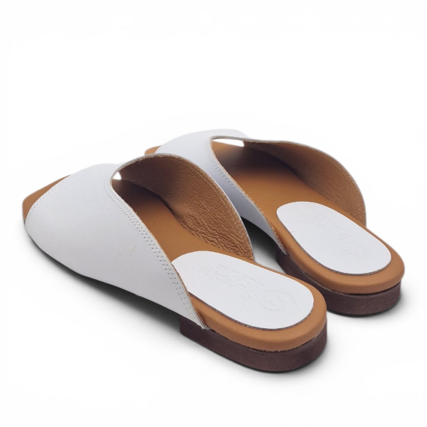 Sandalo Donna Scalzato Scarpine Italiane Summer in Pelle Bianco con Sottopiede Imbottito