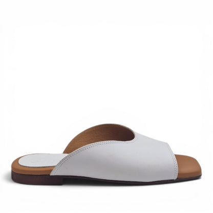 Sandalo Donna Scalzato Scarpine Italiane Summer in Pelle Bianco con Sottopiede Imbottito