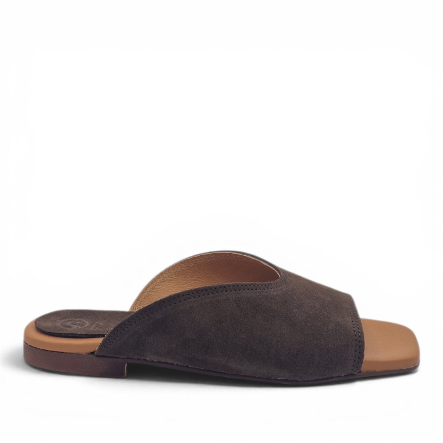 Sandalo Donna Scalzato Scarpine Italiane Summer in Pelle Scamosciata Moro con Sottopiede Imbottito