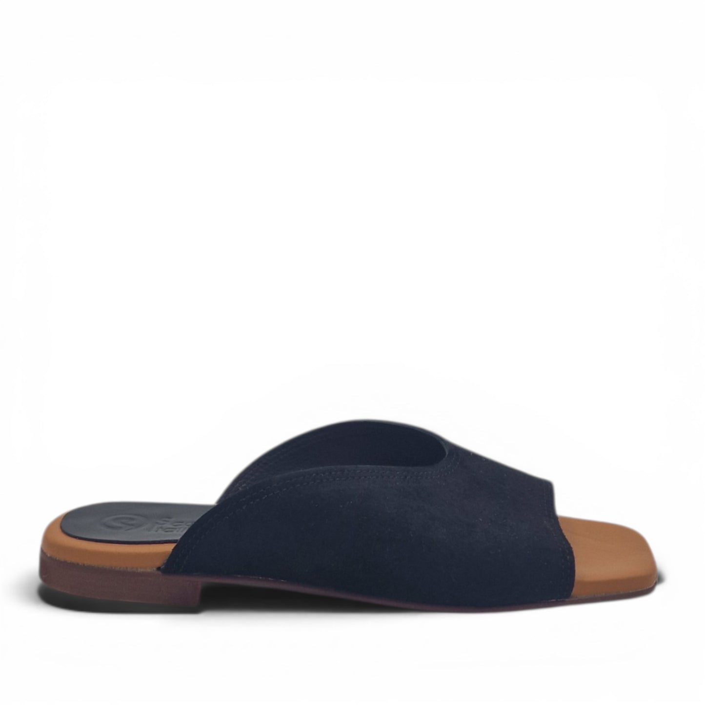 Sandalo Donna Scalzato Scarpine Italiane Summer in Pelle Scamosciata Nero con Sottopiede Imbottito