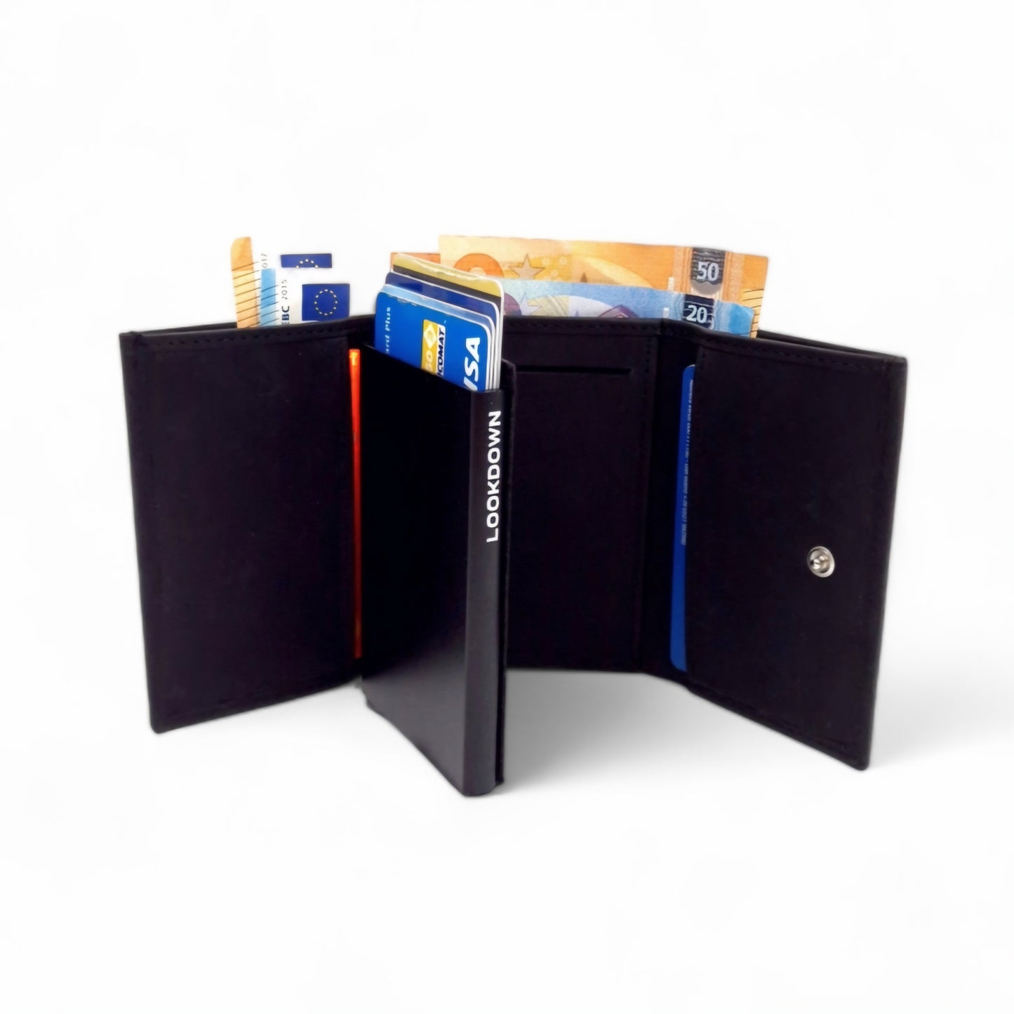 Portafogli  con Card Holder in Pelle Nero