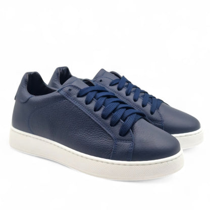 Sneaker Uomo in Pelle Bottalata Blu