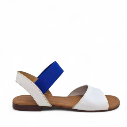 Sandalo Fascia Pelle Bianco elastico Bluette