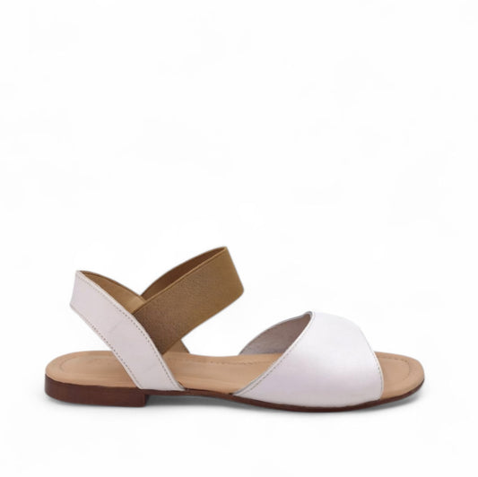 Sandalo Fascia Pelle Bianco elastico Fango
