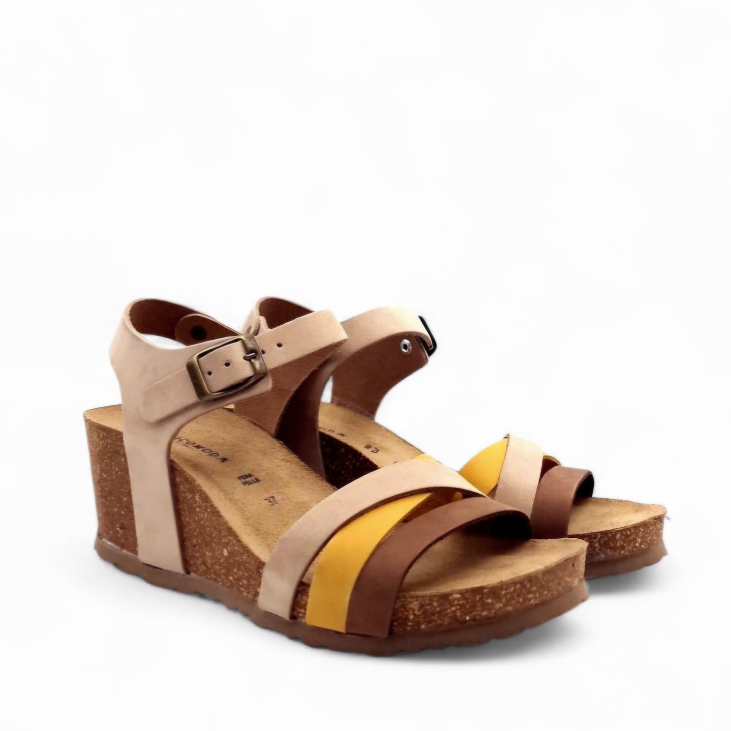Sandalo Zeppa Morbicomoda Incrocio Mix Colour Senape