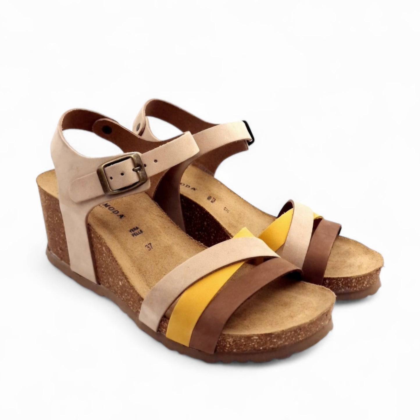 Sandalo Zeppa Morbicomoda Incrocio Mix Colour Senape