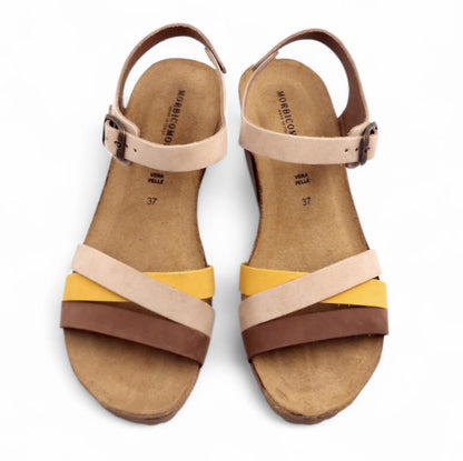Sandalo Zeppa Morbicomoda Incrocio Mix Colour Senape