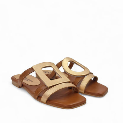 Sandalo Scalzato Greece Flat Cuoio/Rame