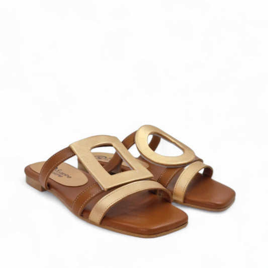 Sandalo Scalzato Greece Flat Cuoio/Rame