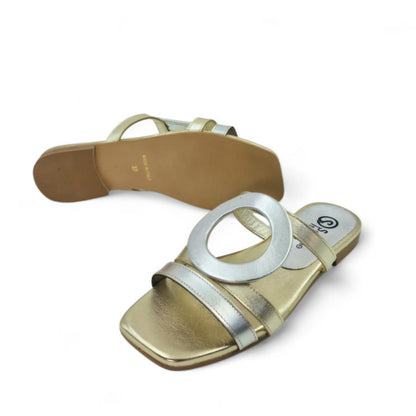 Sandalo Scalzato Greece Flat Platino/Argento