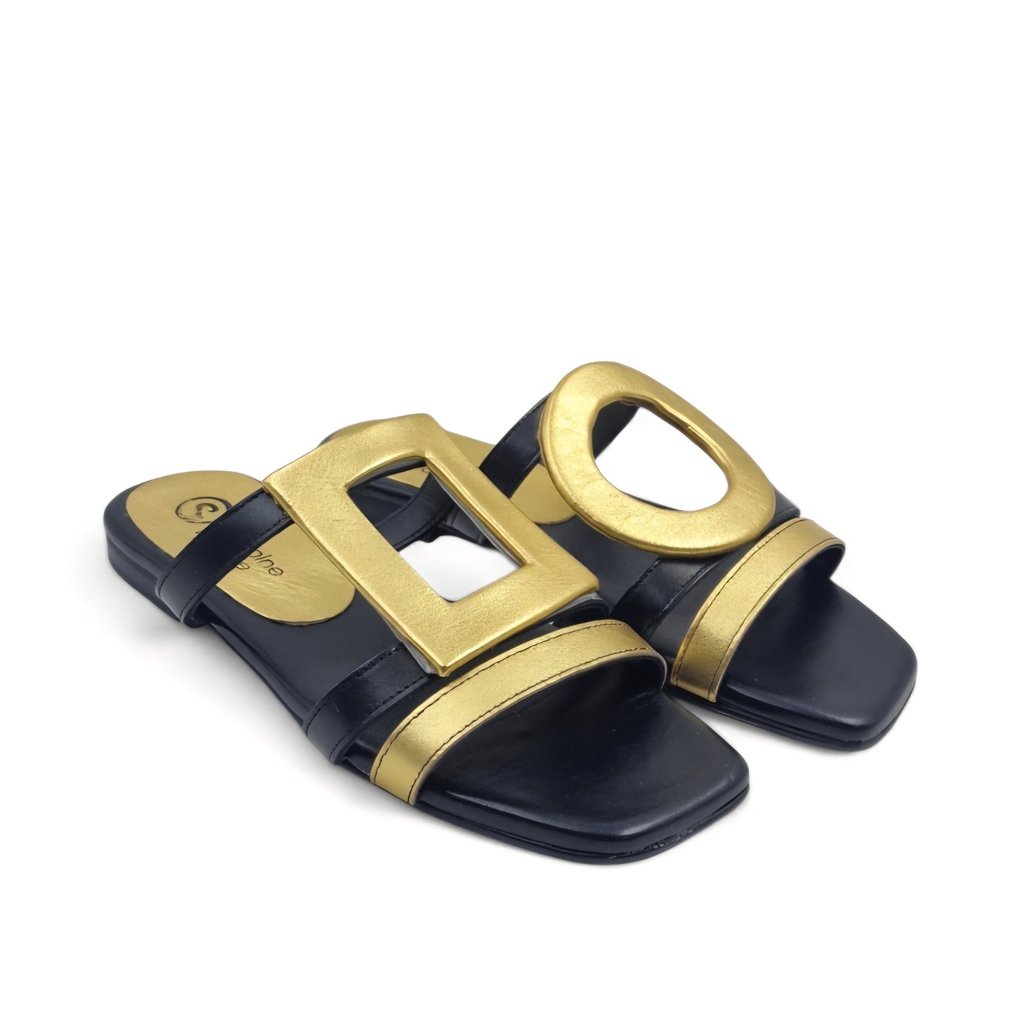 Sandalo Scalzato Greece Flat Nero/Oro