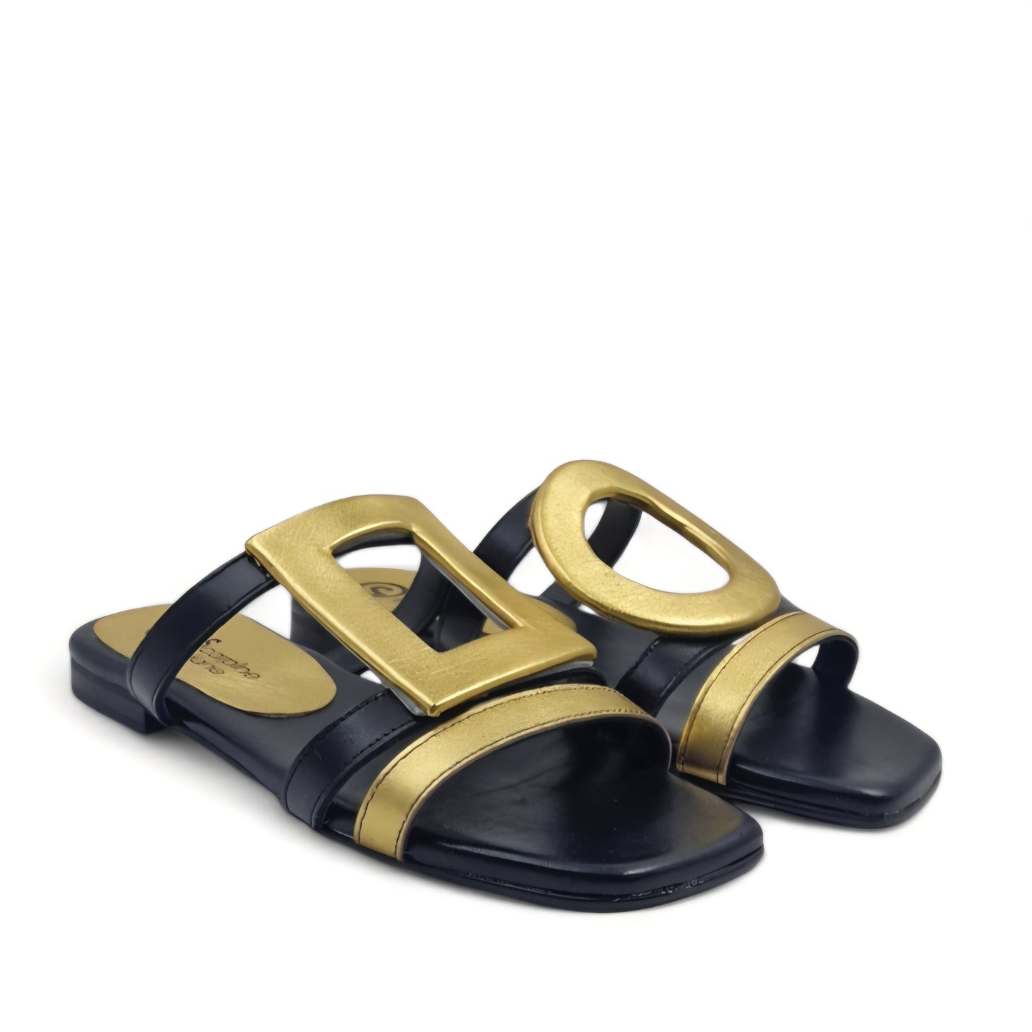 Sandalo Scalzato Greece Flat Nero/Oro